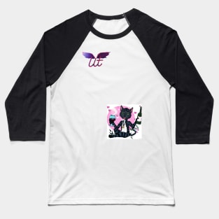 LitQ - black bengal cat drinks wine on Valentine's Day anime art Baseball T-Shirt